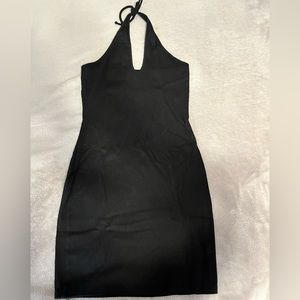 black bodycon halter dress